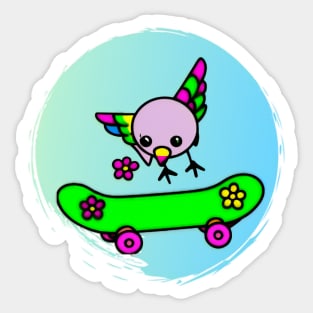 Hummingbird Skateboard Flower Sticker